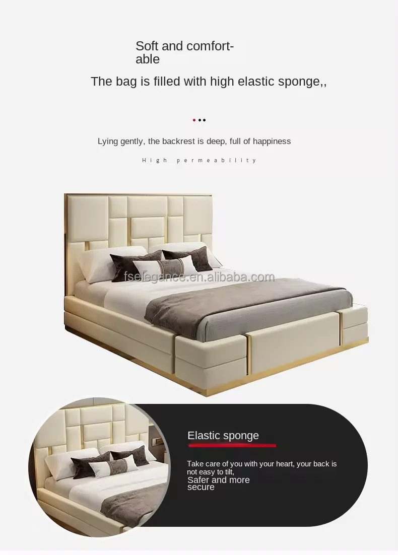 nice design modern bedroom furniture storage multifunctional leather fabric message tatami king size wood beds