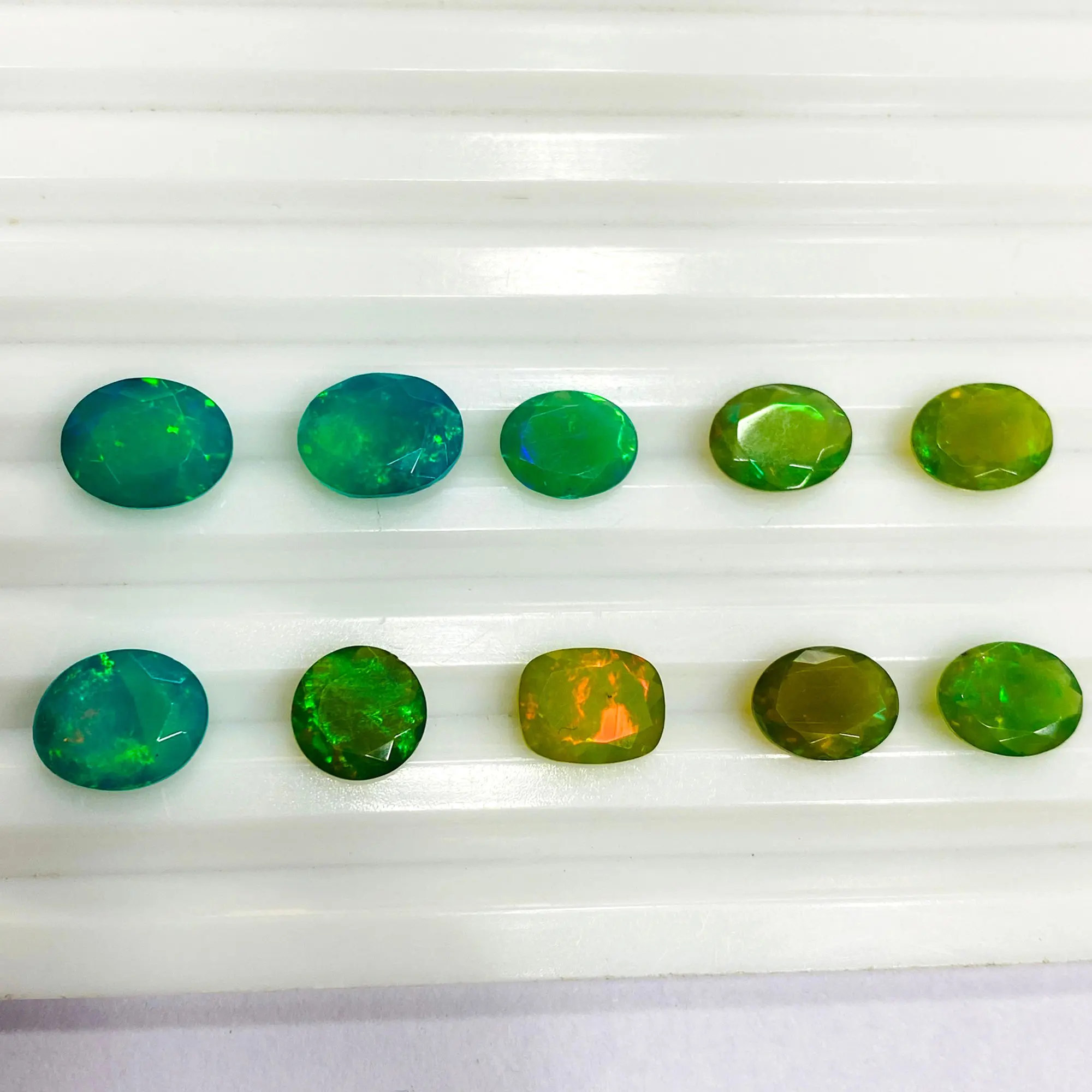Wholesale Lot of Loose Blue-Green Natural Ethiopian Opal Gemstones 1-3ct Mix Shape IGI Certified for Jewelry Making Fire Play