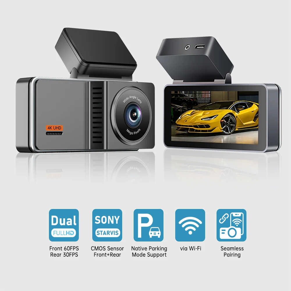 Автомобильный экран Android Wi-Fi GPS двойная камера HD передняя заднего вида 4k ночное видение автомобильный широкоугольный объектив 1080P видеорегистратор