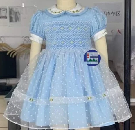 smocked dress organza fabric made by  hand