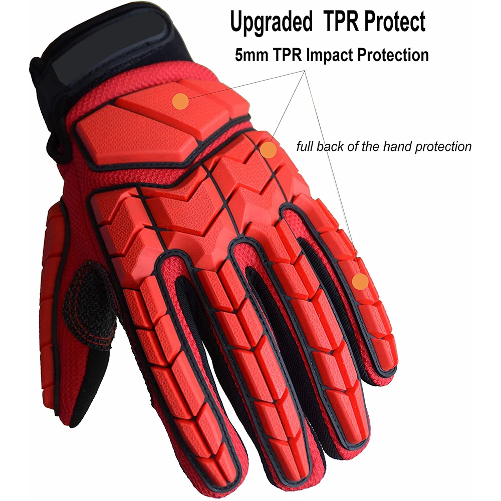Custom Made Anti Slip Cut Resistant Anti-vibration TPR Mechanic Safety Work Impact Gloves leather mechanical glove 5 layer