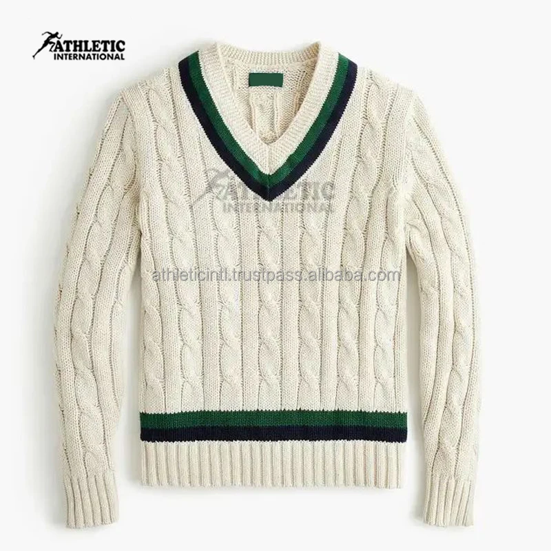 Athletic designs Cricket Sweaters cable Knit Cardigan Pullover Wool Jumpers for men