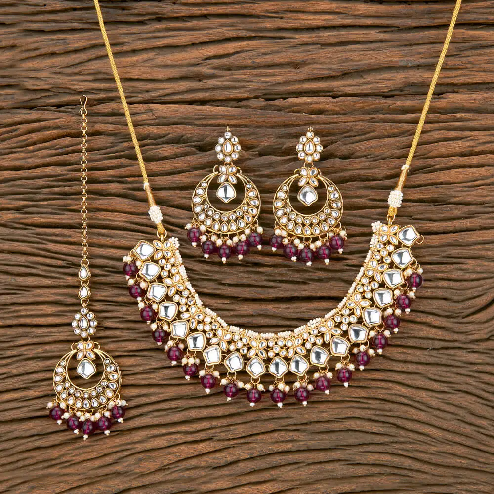 Wholesale High Quality Fashion Indo Western Classic Necklace Set With Gold Plating For Womens