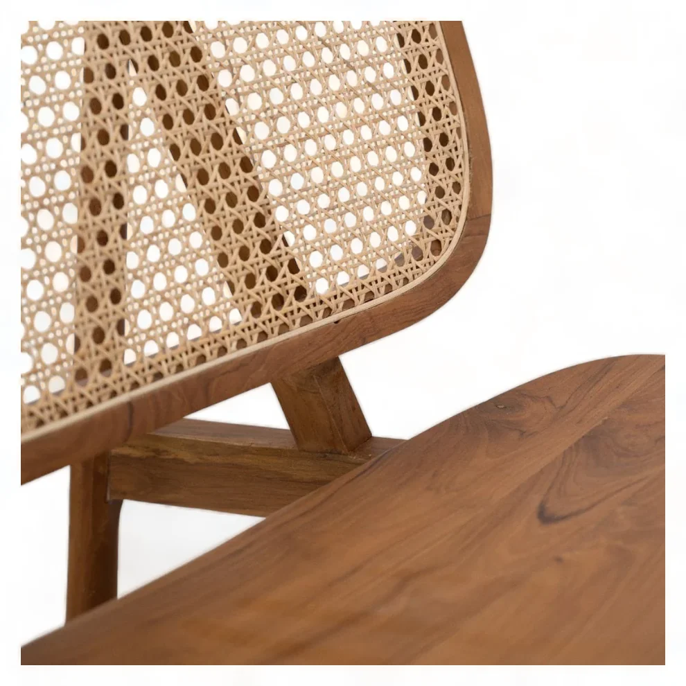 Leisure Accent Teak Wooden Lounge Chair with Rattan Comfortable Relaxing Seater for Bedroom Hotel Terrace & Living Room Sofas