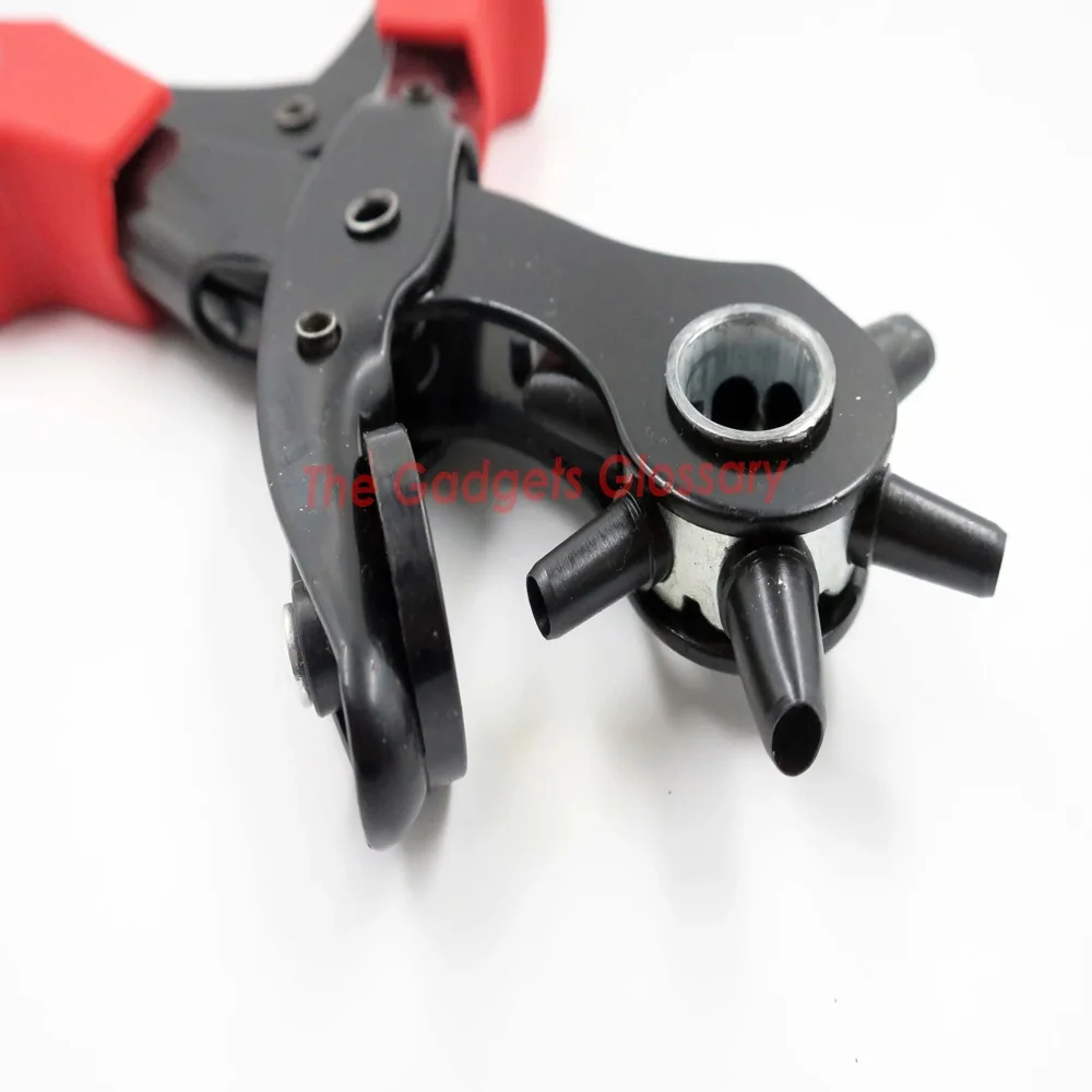 Cheap Price DIY Tools Soft Grip Plastic Handle Pliers with Steel Puncher Reasonable Price Leather Hole Clamp