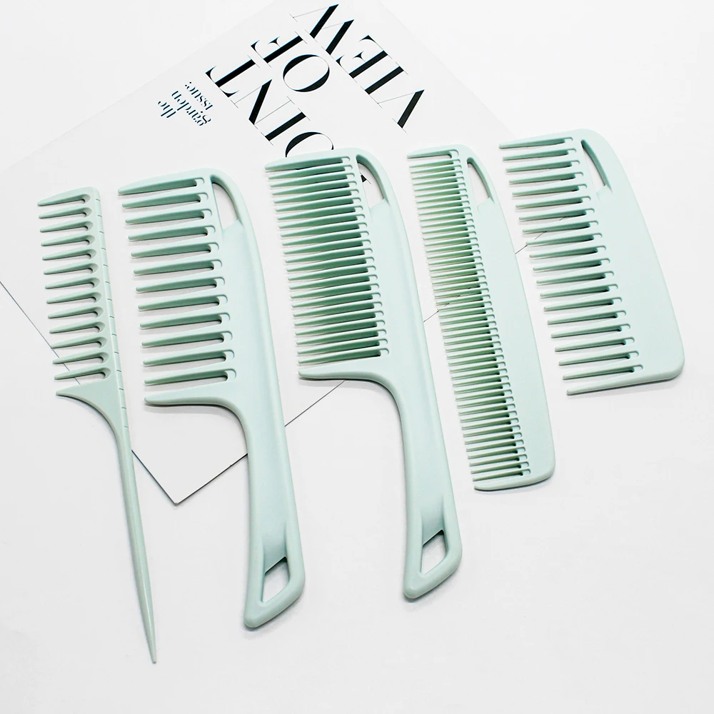 Custom Logo Wide Tooth Detangling Hair Styling Cutting Comb Hair Set Anti Static Heat Resistant Barber Wide Tooth Comb