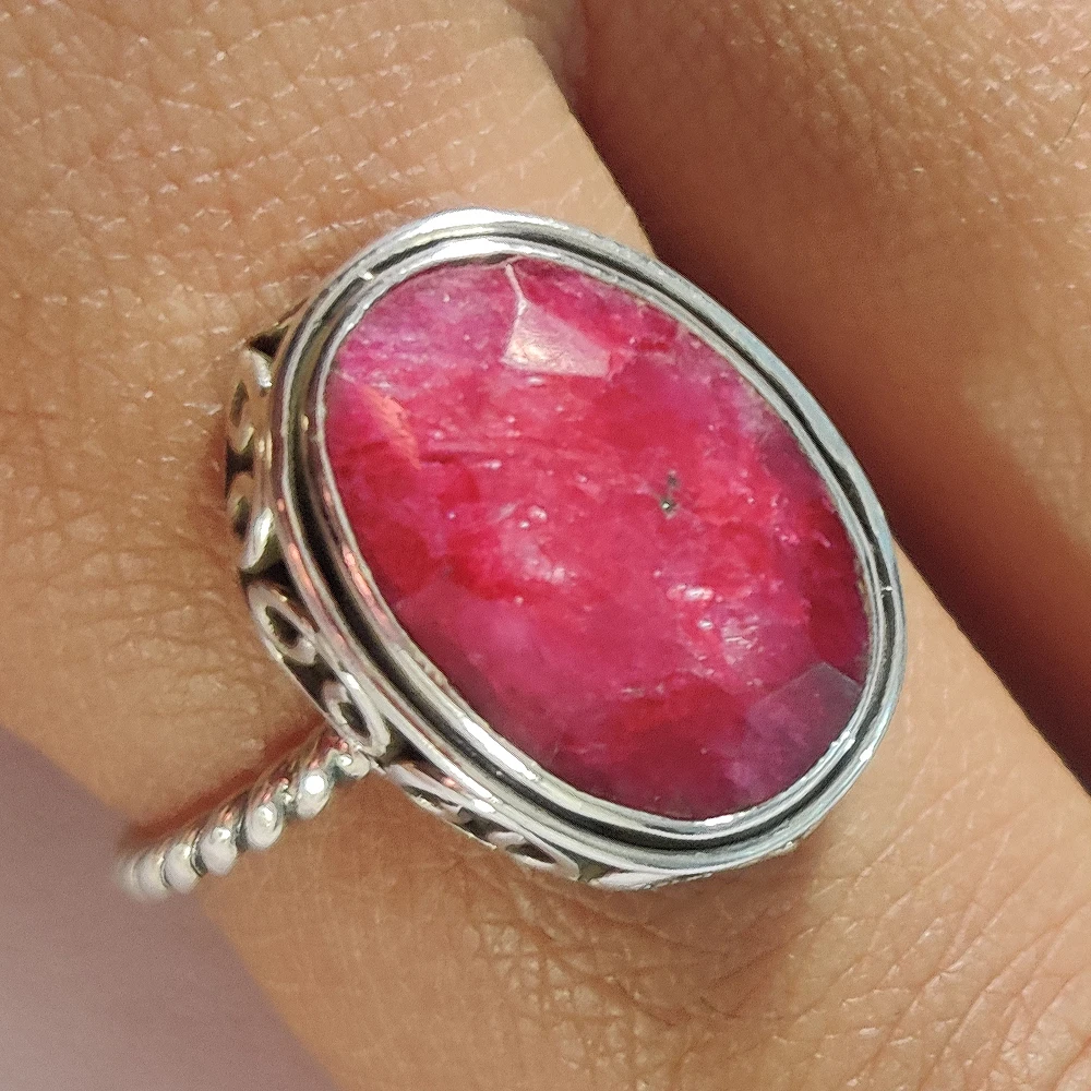 Hot Selling Natural Ruby Gemstone Oval Ring 925 Sterling Silver Ring, Wholesale Bulk, Ruby Gemstone Ring