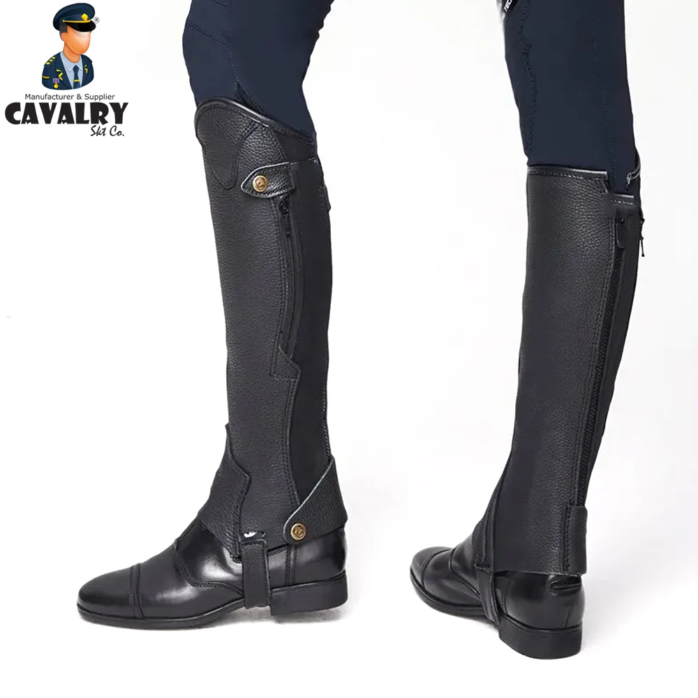 New Arrival Best Design Customized Logo Printing Leather  Light Weight Men Half Horse Riding Chaps By CAVALRY SKT COMPANY