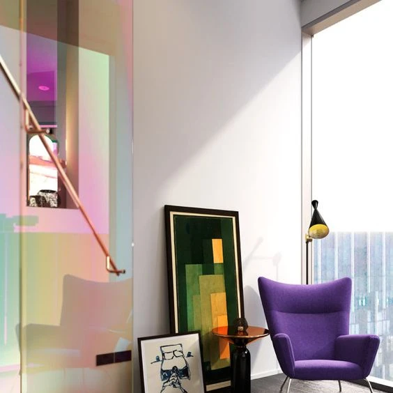 6mm -8mm colorful dichroic tempered decorative glass