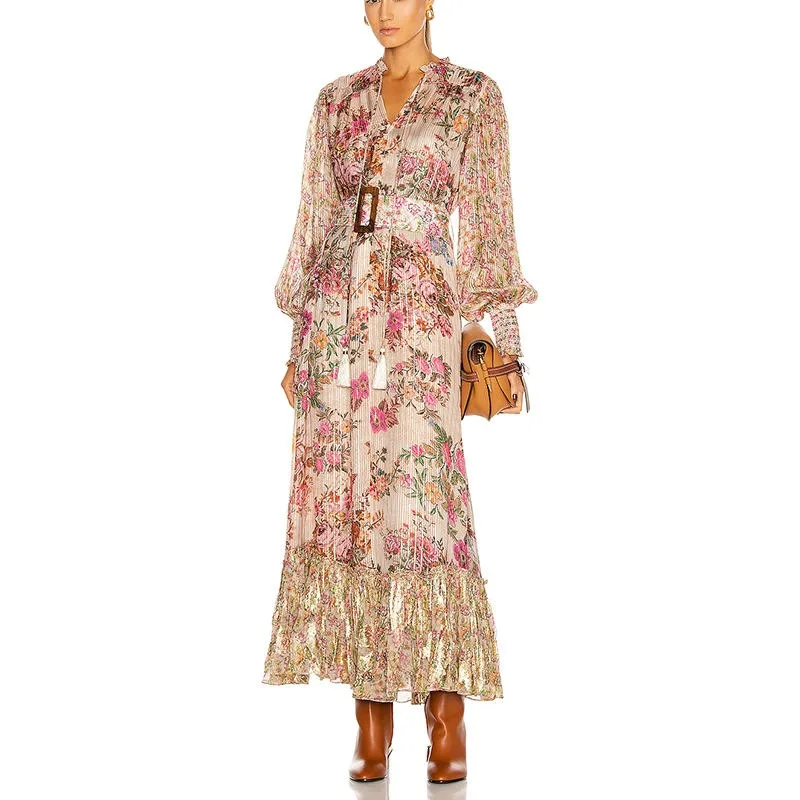 American Customized Women Summer Party Wear Clothing Westerns Stylish Full Long Dress Fitted With Baggy Sleeves