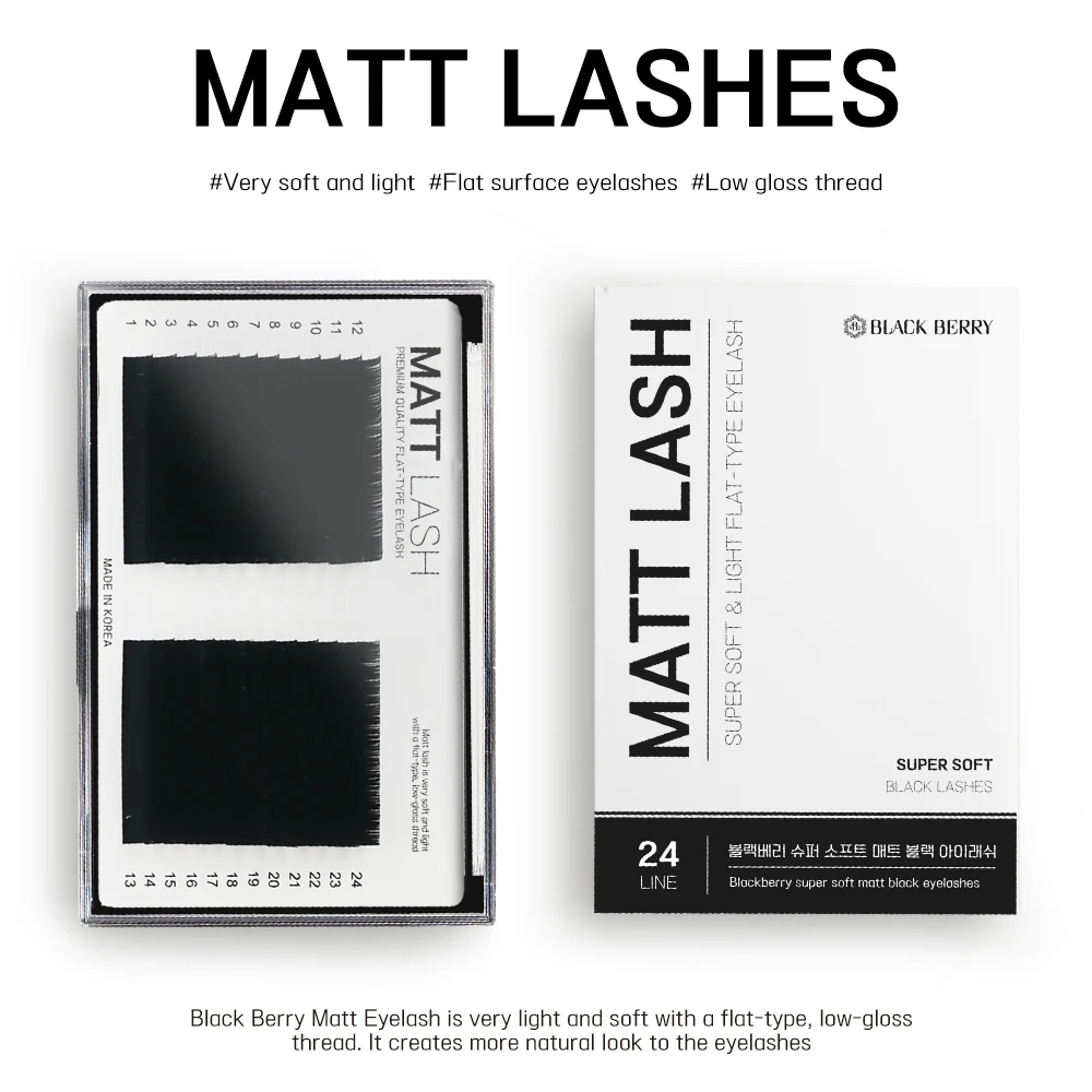 private label  Korea False eyelash Mink Eyelashes BlackBerry Matt Lash Silk Eyelash Extension individual natural lash