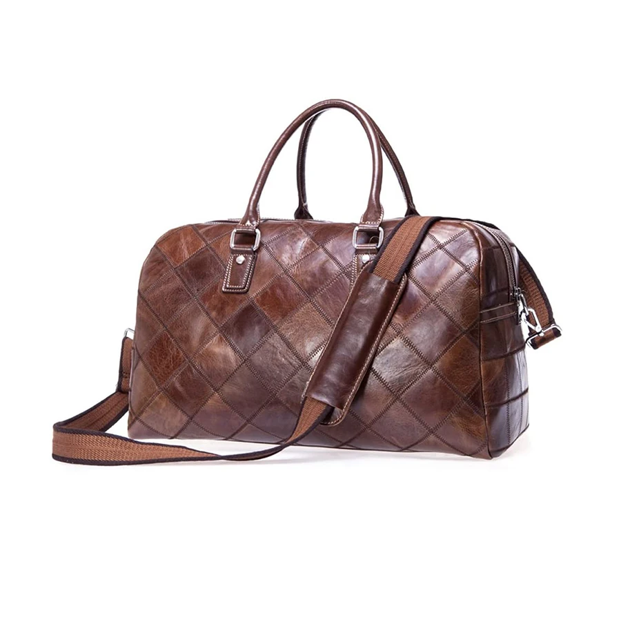 Wholesale price Custom Men Vegetable tanned leather duffel bags cowhide lamb leather Retro gym bags for sale
