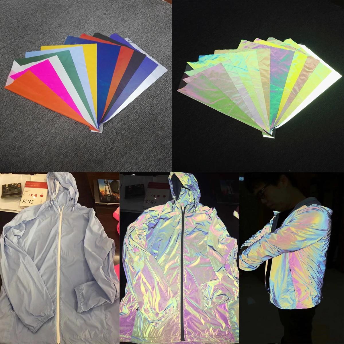 Rainbow reflective clothing fabric brocade fabric 100Polyester Fabric garments manufacturer