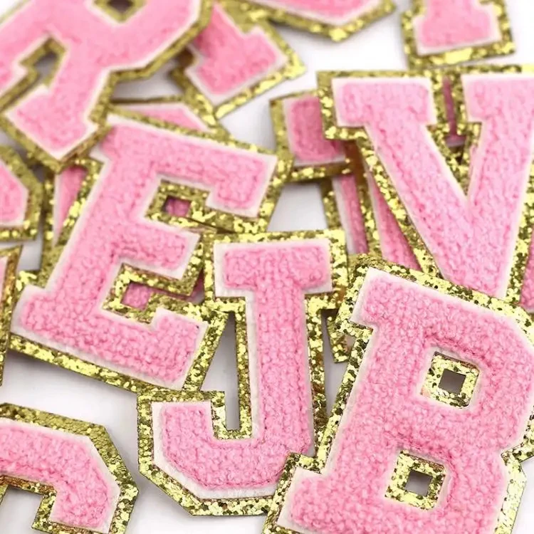 2024 Wholesale Customize High Quality Small Pink Embroidery Logo Chenille Letter Cute Chenille Patches Embroidery Patch Letters