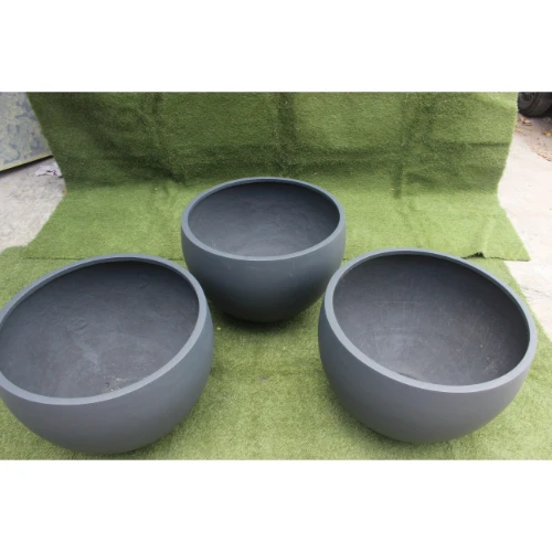 Terrace Garden Glossy look Outdoor Indoor Resin Decorative Round Pot Set FRP Flower Vase for Hotels, Malls, Offices, airports