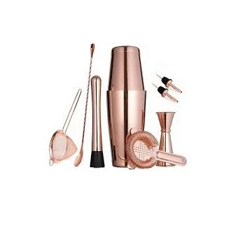 Cocktail Shaker Set Bartender Kit 4-Piece Bar Kit with Shaker Mixing Spoon Liquor Pourers Strainer Professional Bar Mixology Set