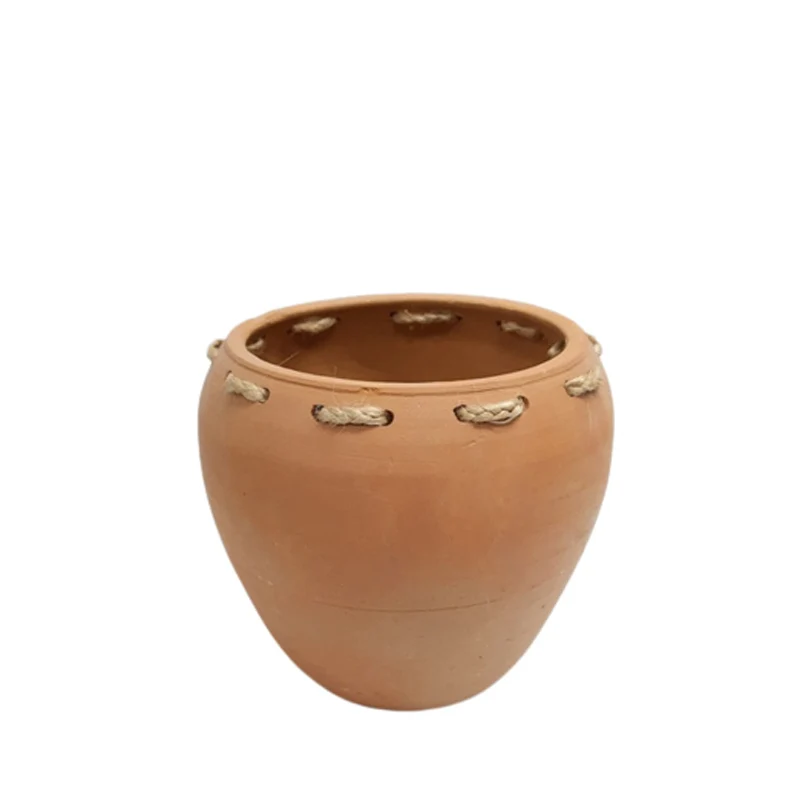 Home Decorative Clay Made Round Flower Vase Natural Color Book Flower Vase For Garden & Tabletop Decoration Customized