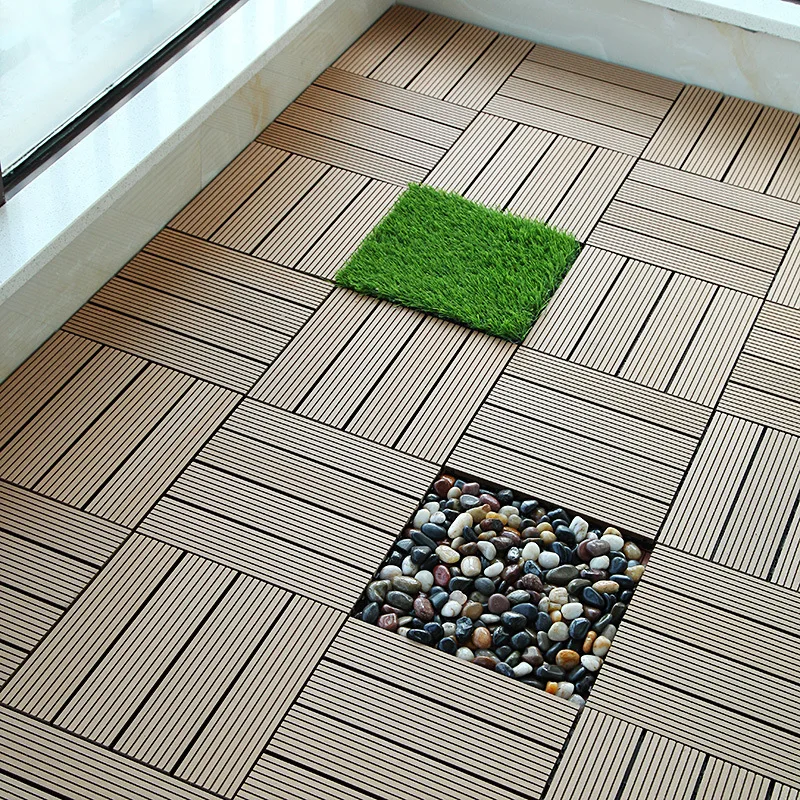garden outdoor floor tile wpc flooring wood texture decking 300 x 300 x 22 mm wood fiber+HDPE WPC DIY interlock deck tile