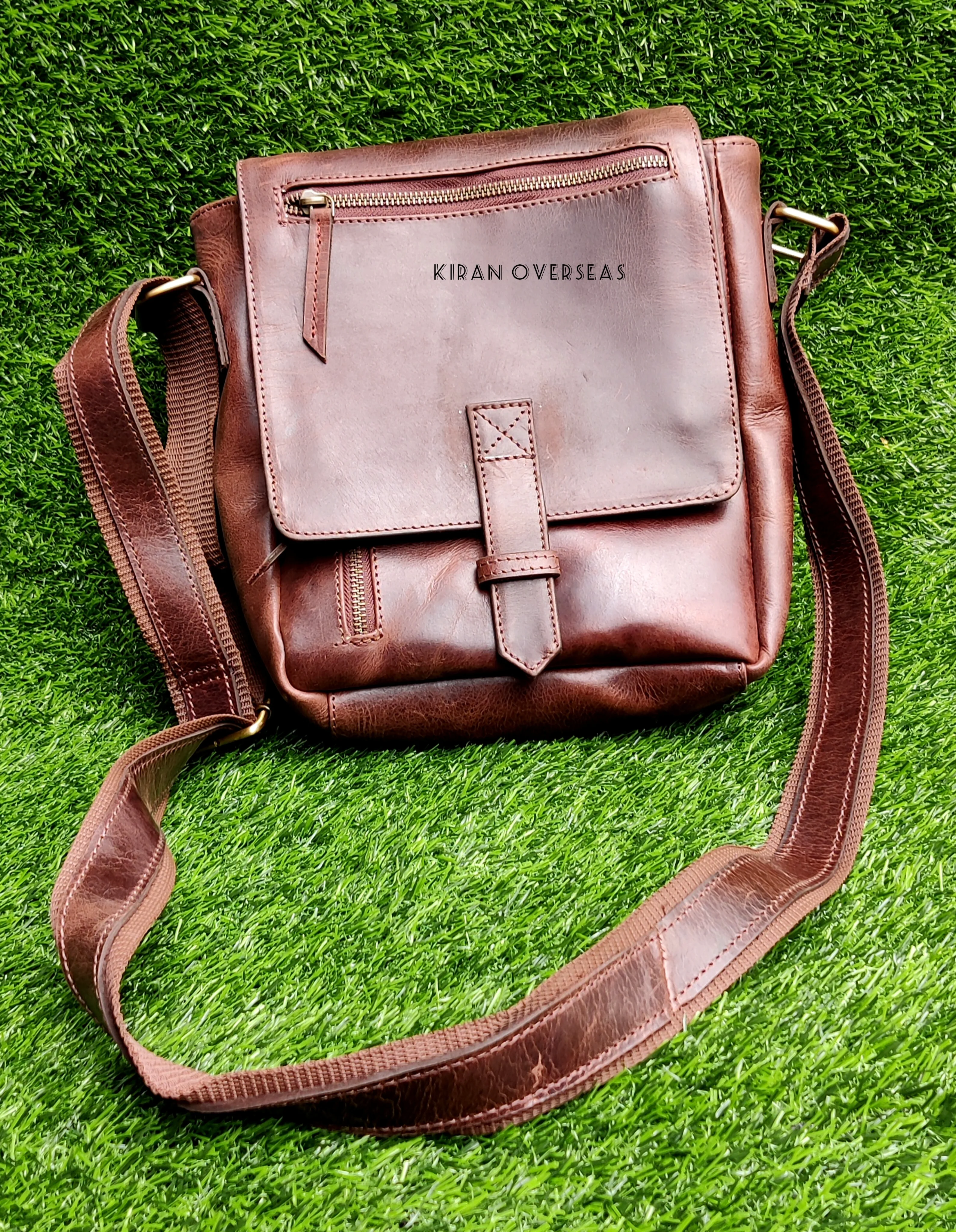 Luxury Premium Leather Hand Crafted Traditional Style Vintage Flap Over Bag for Women Man bag Cross Body Shoulder Bags Tan Brown