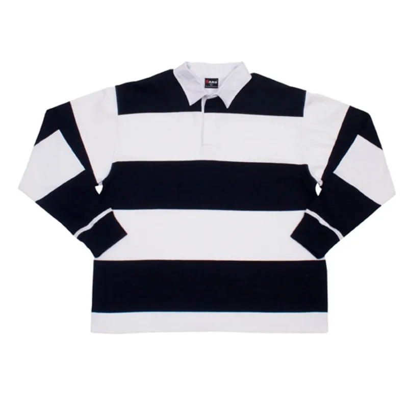 Wholesale custom striped rugby jersey adults kids fully dye sublimation printing polyester fabric long sleeve polo shirt