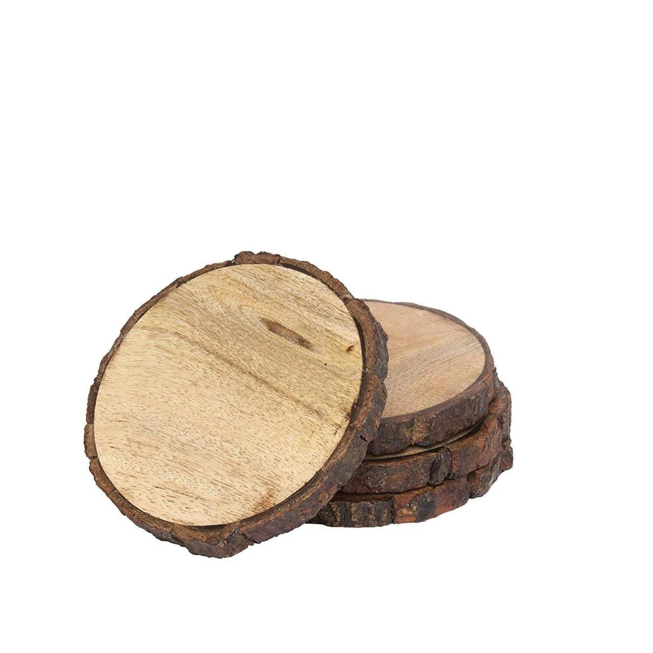 Free 4-Inch Natural Mango Tree Bark Wooden Coasters Natural Mats & Pads