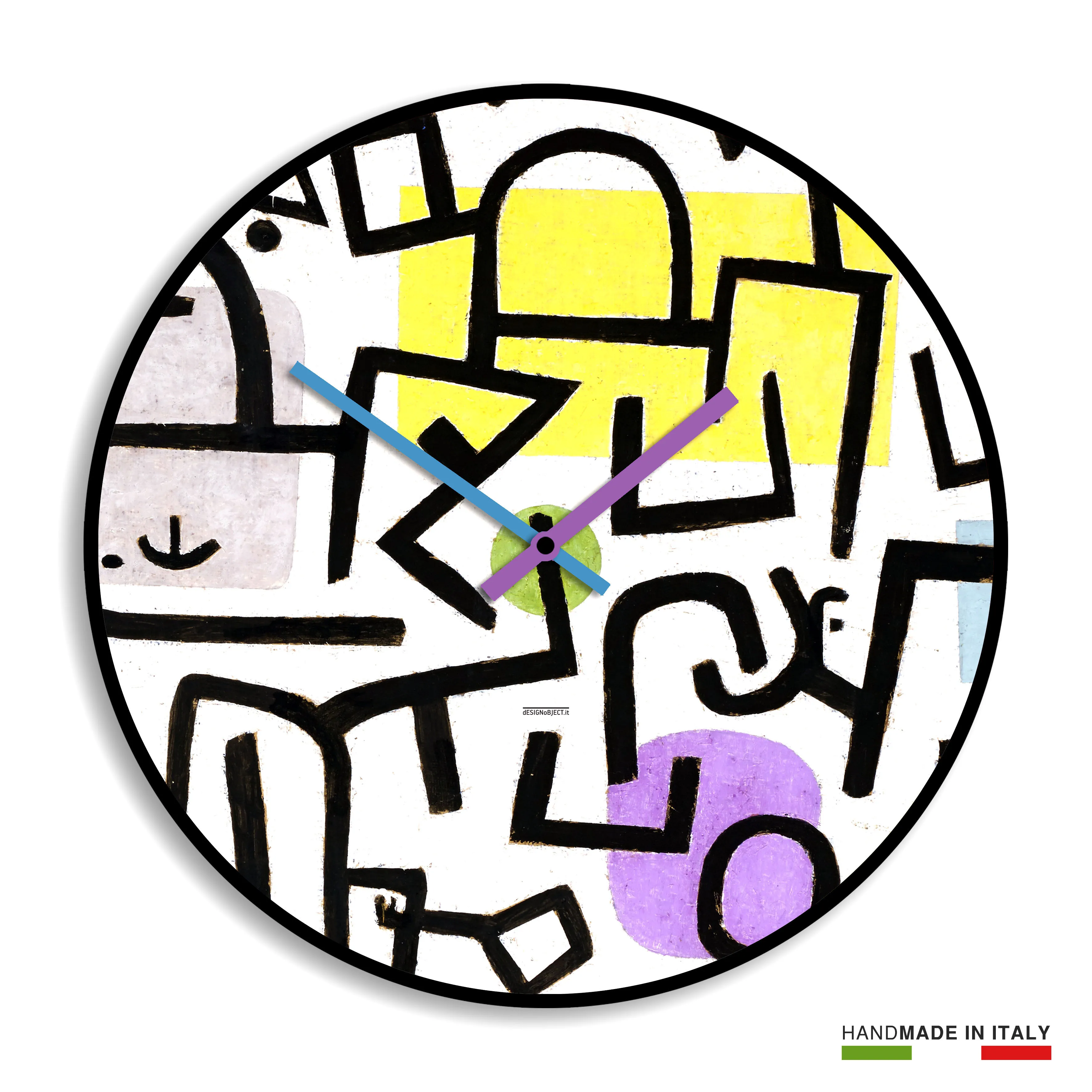 Large circular and colorful wall clock for office and living
