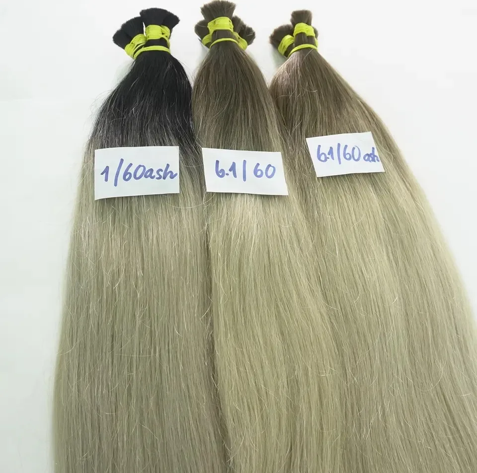Premium Bulk hair genius weft super double drawn best sellers in Vietnamhair light blonde color hair extensions straight pattern