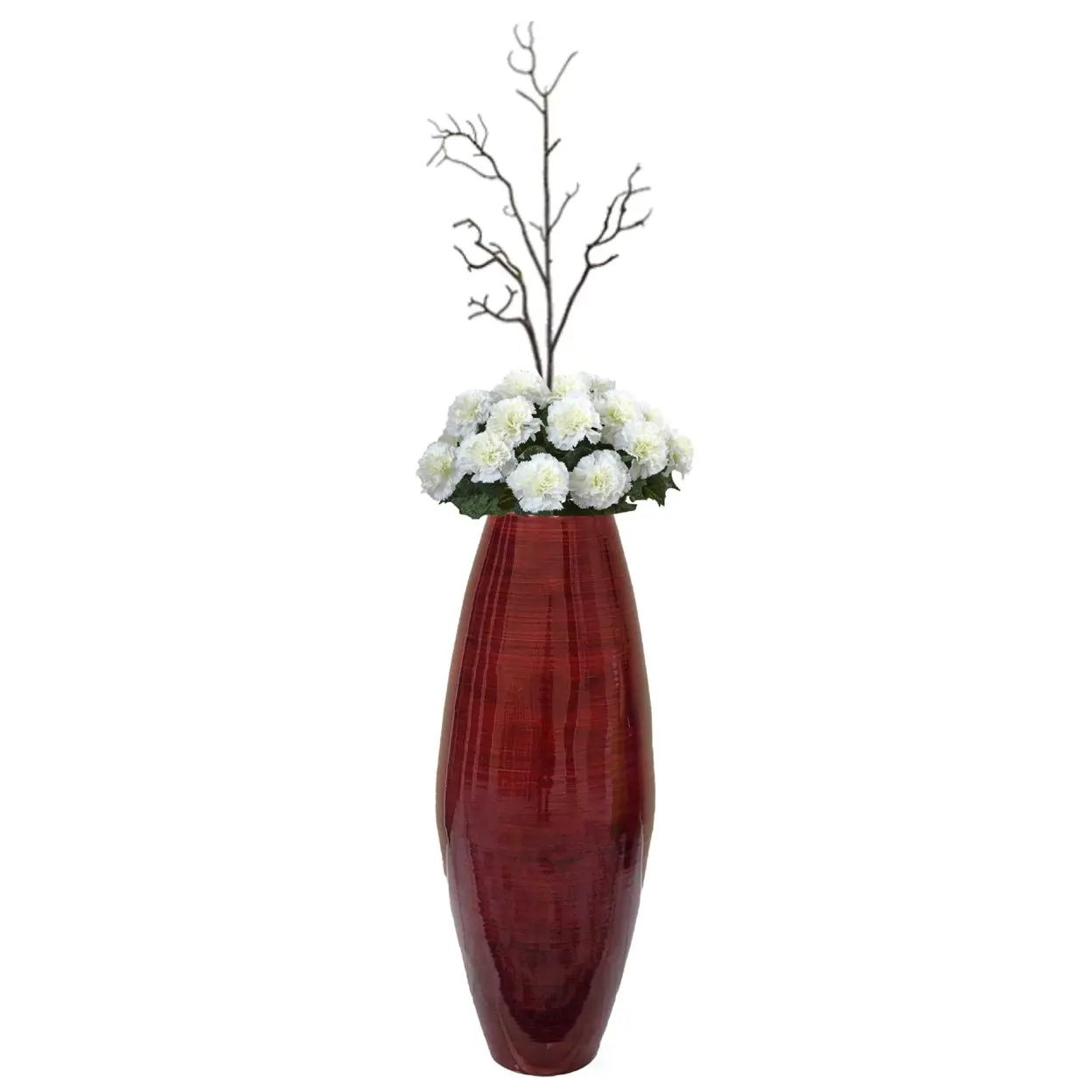 Luxury whitespun bamboo floral vase wholesale handmade glossy basic bamboo flower vase for living room