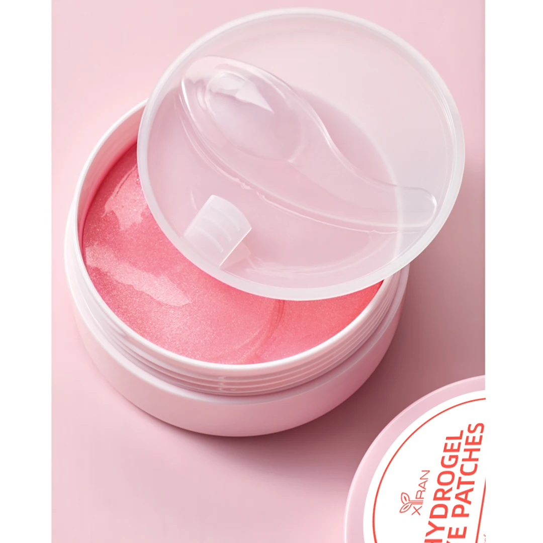 Private Label Hydrating Hyaluronic Acid Eye Masks With Collagen Shimmer Pink Under Hydrogel Eye Patches for Dark Circles