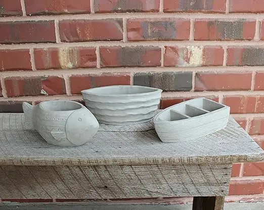 Planters Set of 3 Fish Boat and Wave - Small Pots for Succulents or Flowers