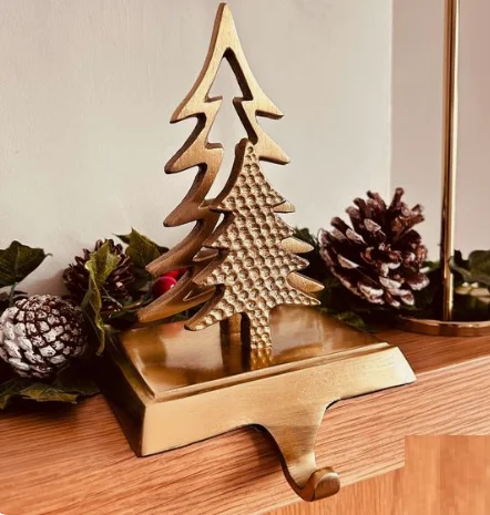 Iron Christmas Tree Metal Socks Hanging  Felt Stocking Holder For Home Fireplace Christmas Ornament Holiday Decoration