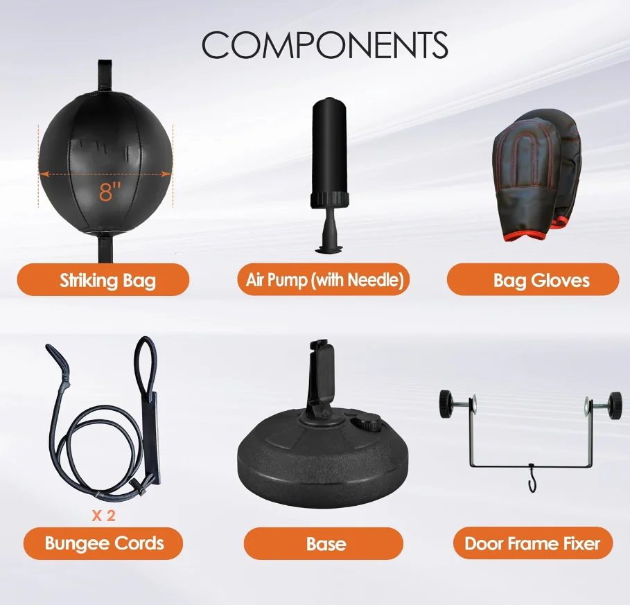 JIKE Boxball Speedball Reflex Ball Double Portable Adjustable Punch Bags, for Home Office Gym Door Frame