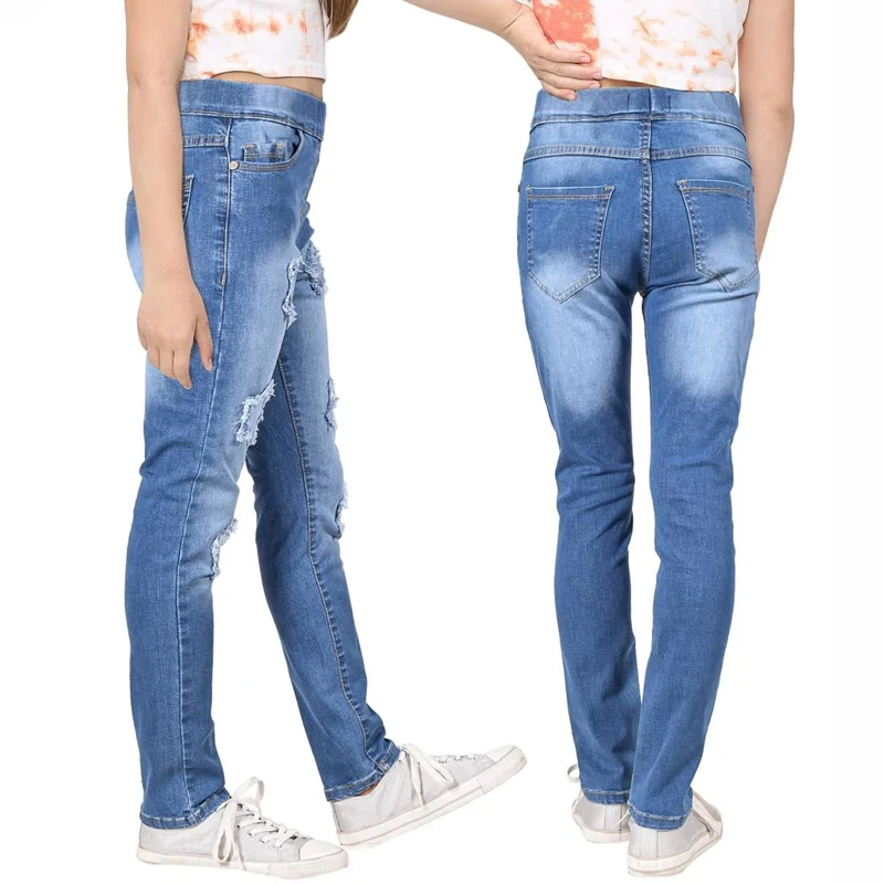 Young Girls Slim Fit Denim Jeans Kids Fashion Clothing Wholesale OEM Customizable High-Quality Bangladeshi Manufacturing