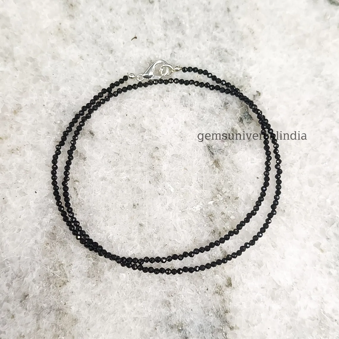 Natural Black Spinel Faceted Beads Necklace Fashion Dainty Choker Gemstone Beaded Necklaces for Women Unisex Jewelry Gift Bulk