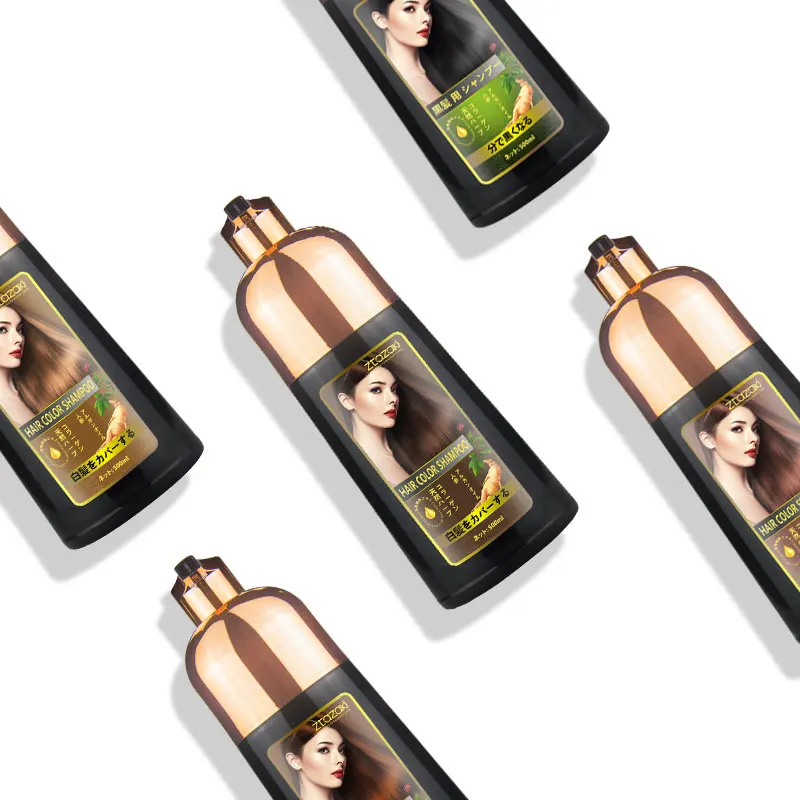 Mokeru Oem Fast Color Black Hair Dye Ginseng Herbal Hair Color Shampoo For home use Coverage Gray Hair Natural Plant Dye Shampoo