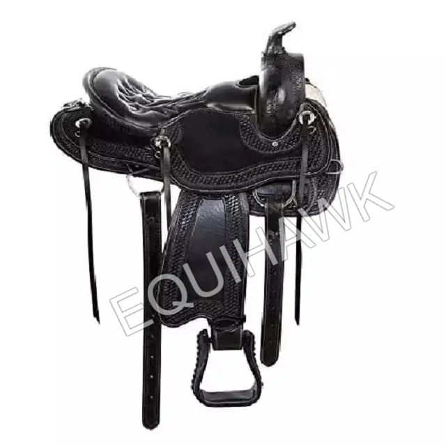 Top Selling Western leather Horse Saddle Quilted padded soft seat With Matching Headstall and Breastplate
