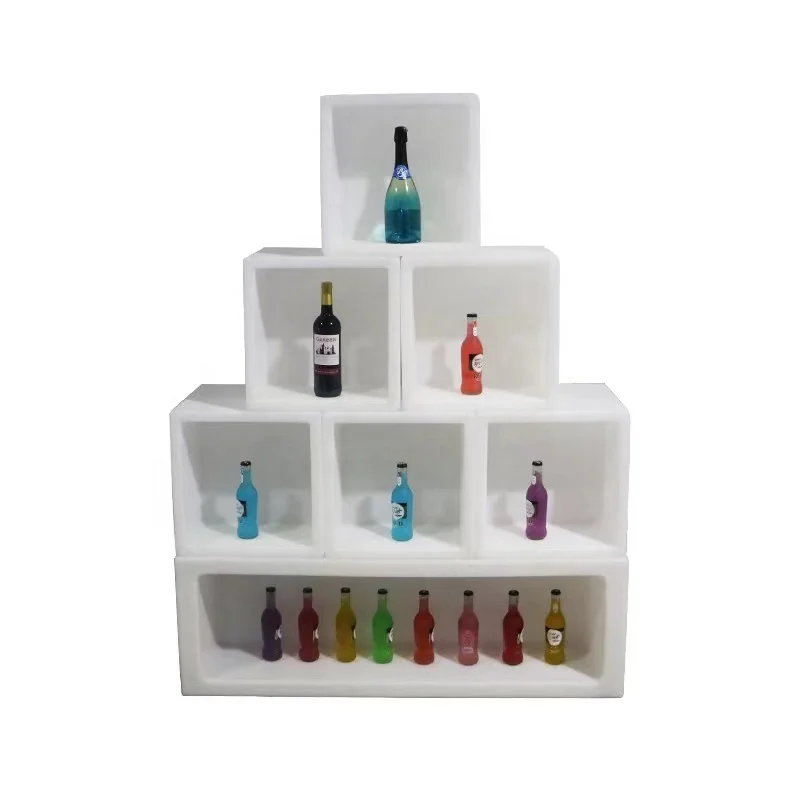 Colorful New Design LED Wine Bar Cabinet For Events Party Wedding Bar Furniture Display Rectangular Cabinet
