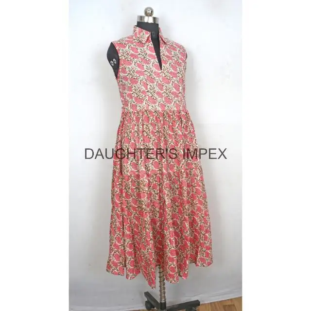 Floral Printed Indian Cotton Printed Dress Hand Block Printed Dress  Indian Tunics  Indian Cotton Long Gown
