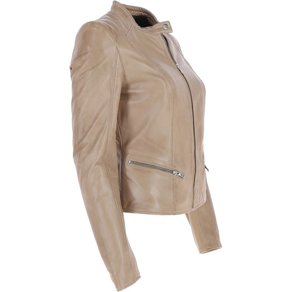 New Ladies Pu Leather Jacket High Quality Regular fit biker style Jacket Full Customized With Stylish Two functional zip pockets