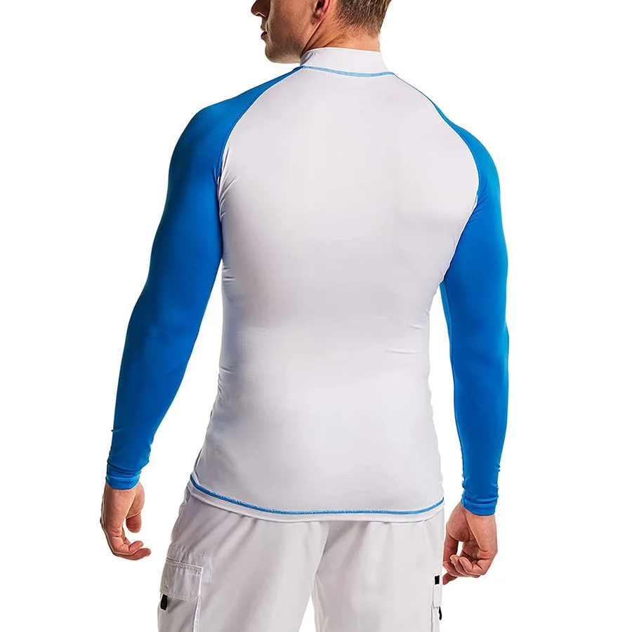 100% polyester spandex made sublimated camo design rash guards for sale low MOQ premium quality male swim rash guards