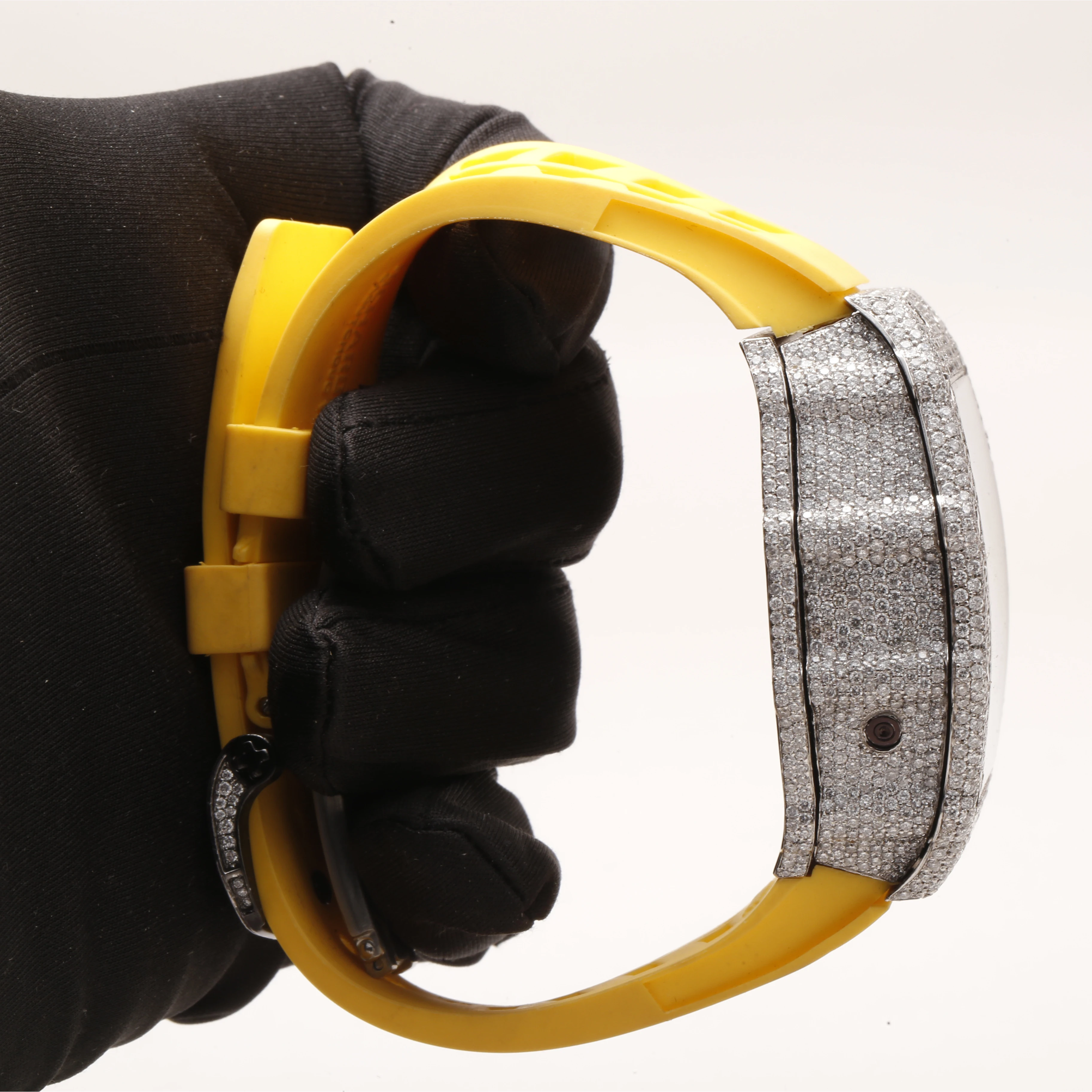 Iced Out Bling Tester Pass Big Dial Mechanical Belt Unisex Bezel Silver VS Chrono Custom Logo With Box Moissanite Diamond Watch