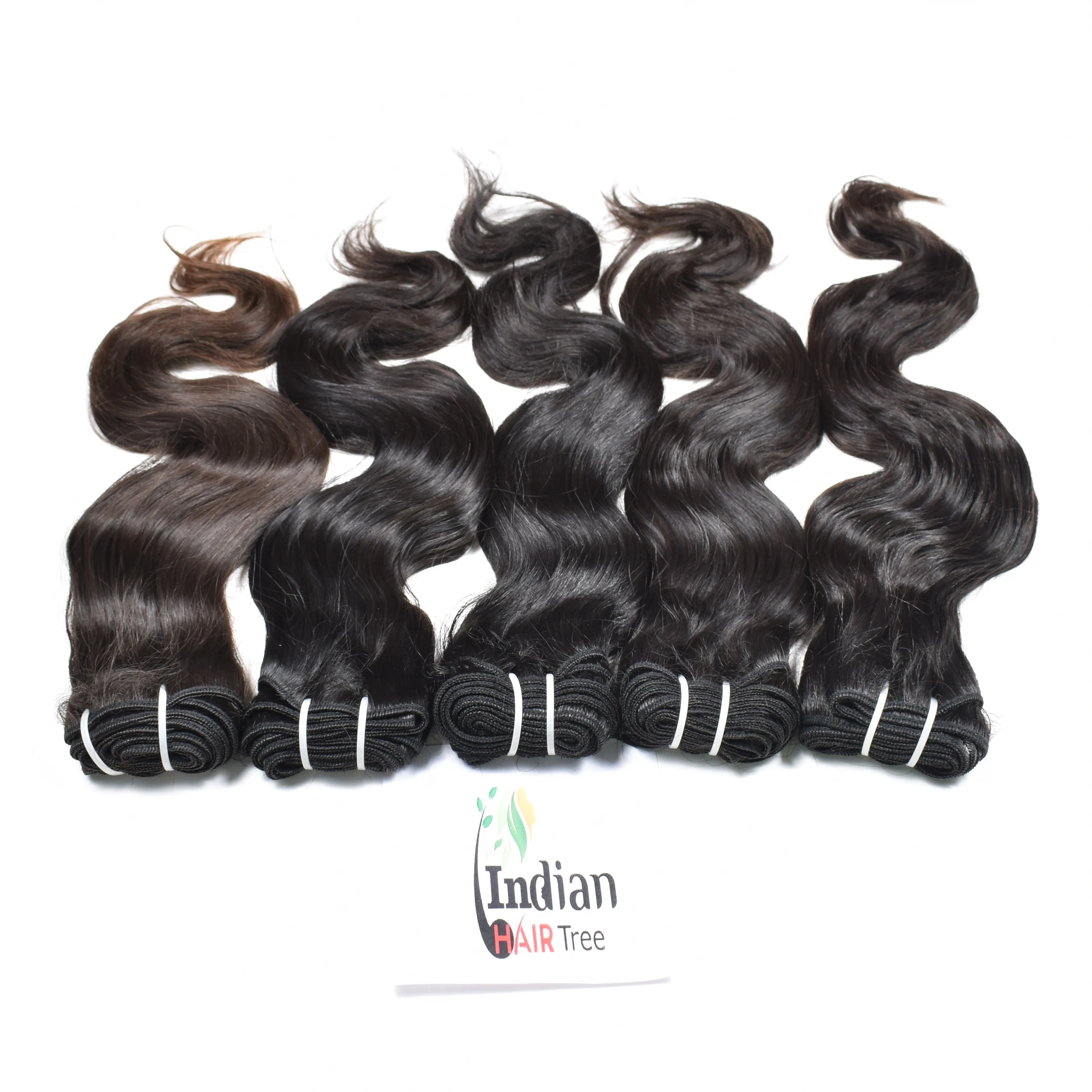 Best wholesale price and quality double drawn deep wave natural color black from Body wave Bundle human hair extensions