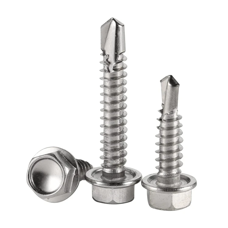 M4.2 M4.8 M5.5 M6.3 #8 #10 #12 #14 Stainless Steel 304 410 Sheet Metal Tek Screws Hex Washer Head Self Drilling Screw