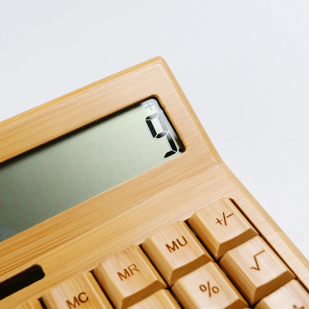 China factory wholesale 12 digits LCD Solar Powered Bamboo Scientific Calculator