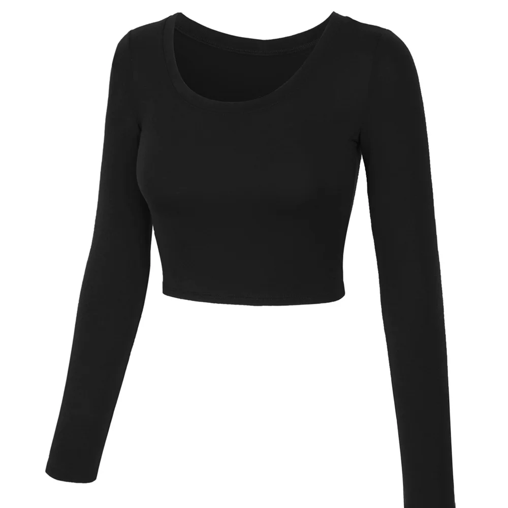 Latest Design 2025 Summer Custom Rib Crop Top  For Women / Wholesale Women Long Sleeves Crop Top / Breathable Women Crop Top