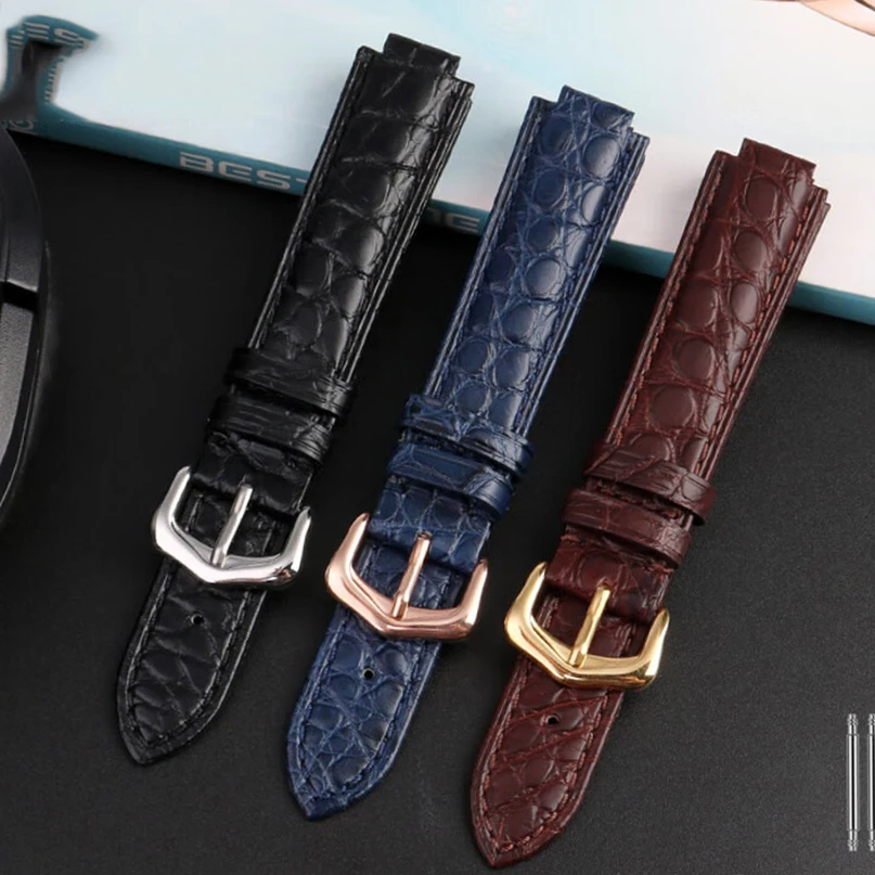 Suitable for Cartier blue balloon leather crocodile leather pin buckle watch strap accessories men and women band 18 20m