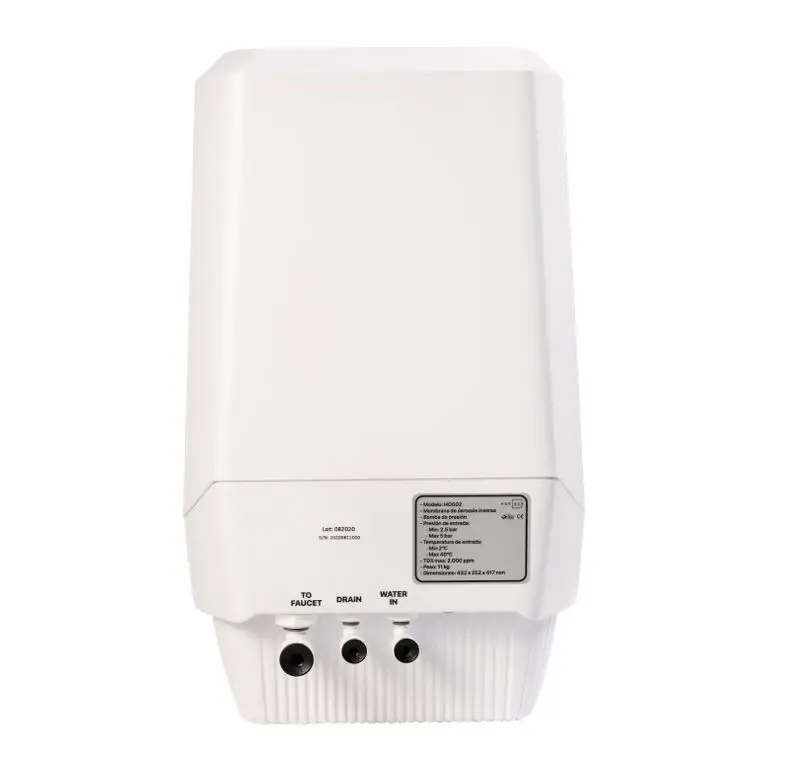 High quality compact reverse osmosis equipment 75 GPD with pump for home, office, kitchen designed in Spain