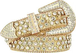 Women Men Fashion Designer Luxury Shiny Ice Leather Cowgirl Cowboy Y2K Studded Gemstone Rhinestone Belt