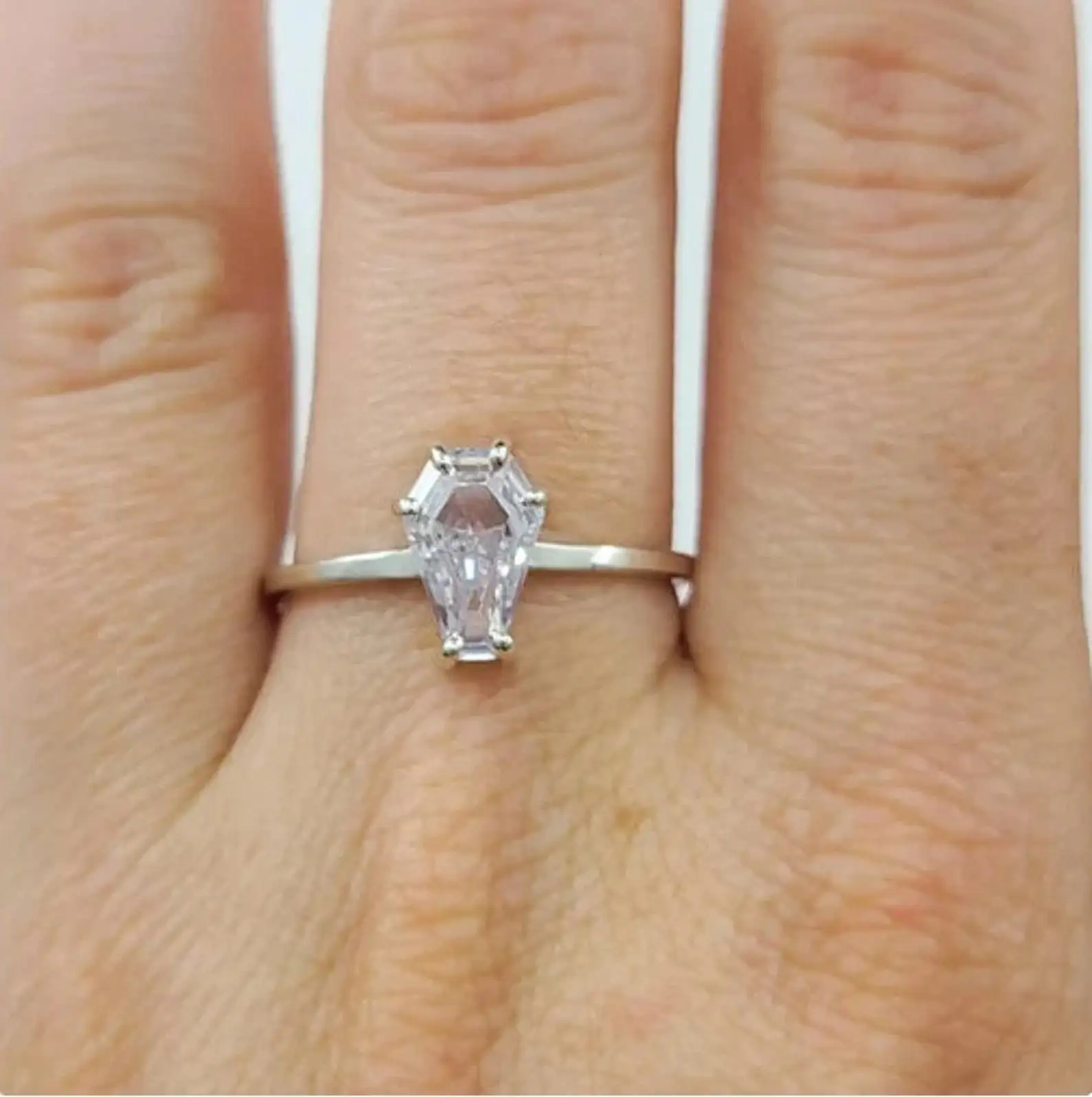 1.50 CT Coffin Cut Moissanite Engagement Ring | Coffin Cut Wedding Ring