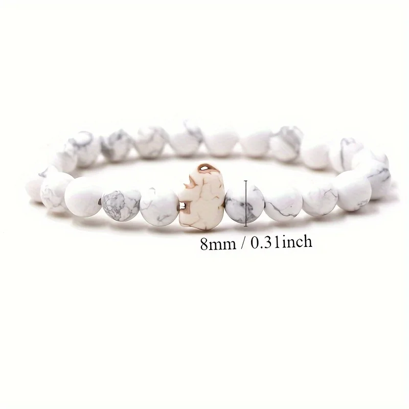 MANCHAO  4pcs Unisex Natural Stone Elephant Style Bracelet 8mm Beads Fashion Jewelry for Bracelets & Bangles